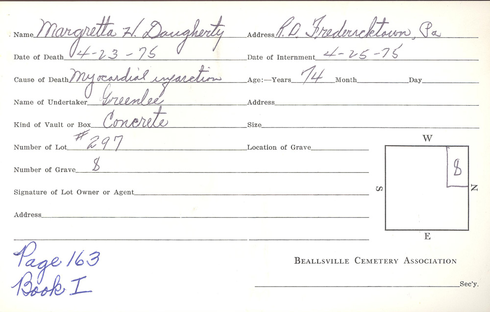 burial card